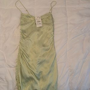 Brand new with tags Zara lime color silk dress